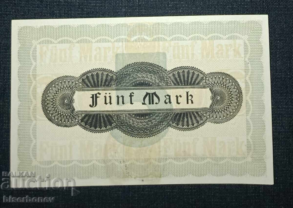 Γερμανία, Γερμανία, 5 μάρκα Τραουνστάιν, 1918, UNC με τιμή 14.00 BGN | € 7.16