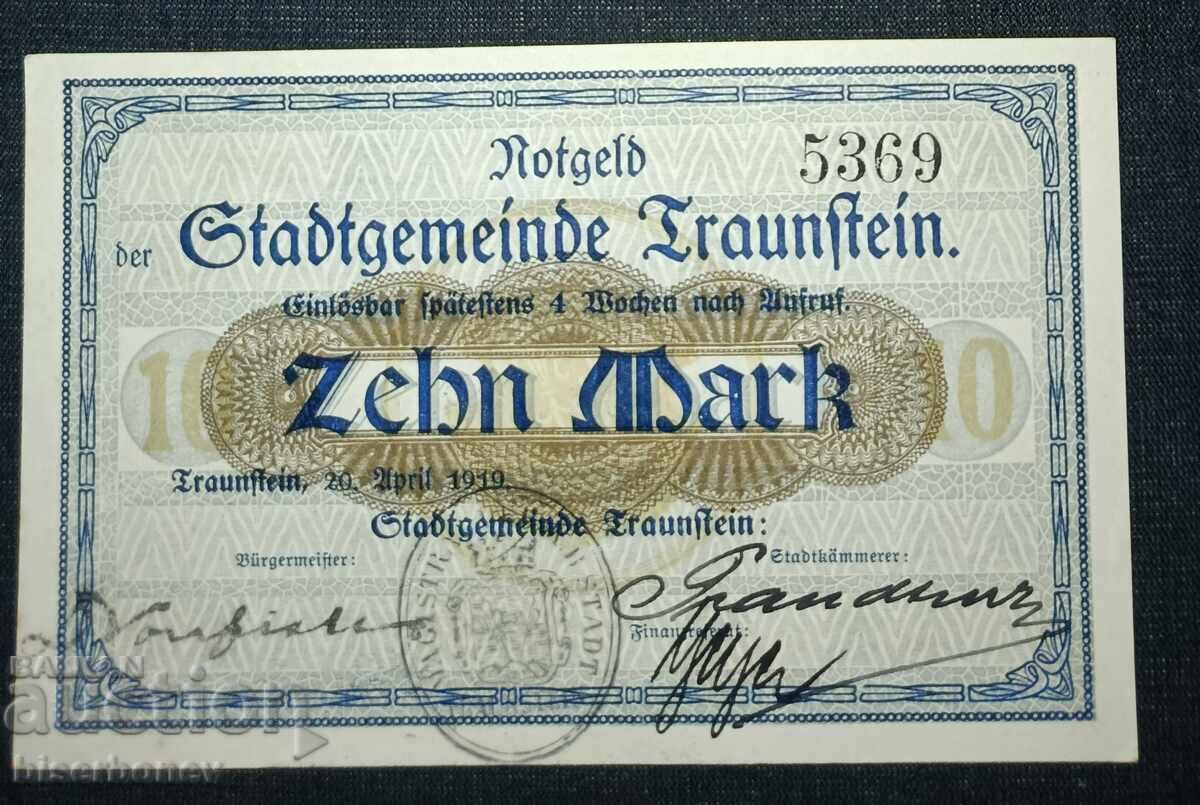 Germany, Germany, 10 Mark Traunstein, 1918, UNC