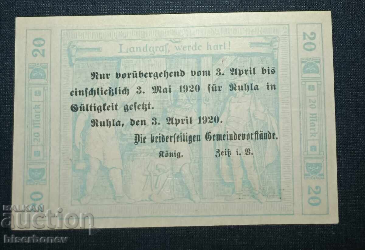Germany 20 Mark Rula, 1918, XF/aUNC with price 9.00 BGN | € 4.60 Germany 20 Mark Rula, 1918, XF/aUNC with price 9.00 BGN | € 4.60