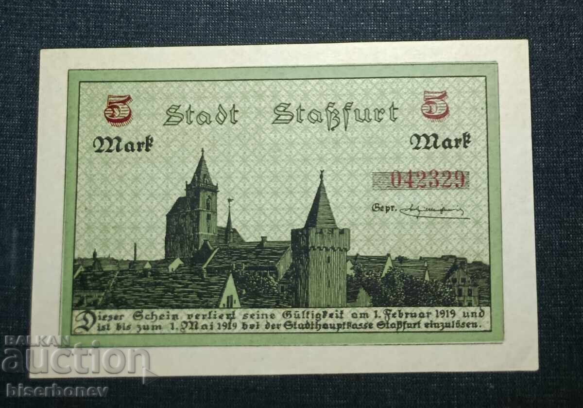 Germania, Germania, 5 mărci Staßfurt, 1918, UNC