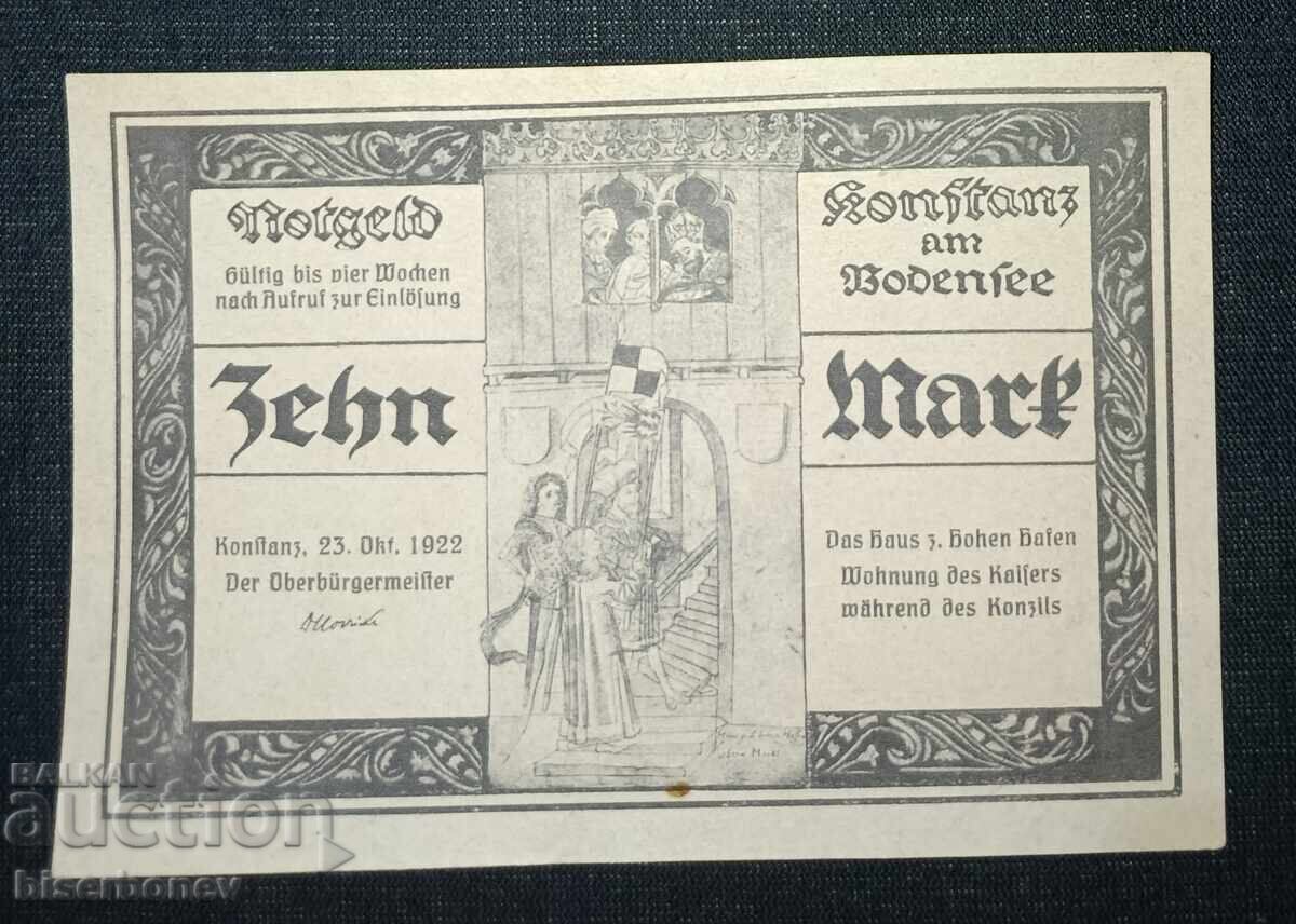 Γερμανία, Γερμανία, 10 μάρκα Κονστάντς, 1922, UNC