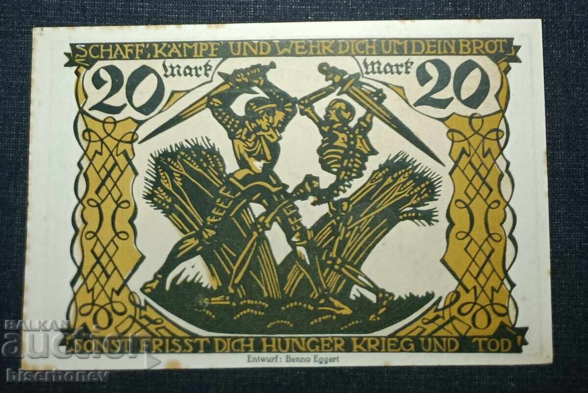 Germany, Германия, 20 марки Констанц ,1922 г, UNC- с цена 23.00 лв. | € 11.76