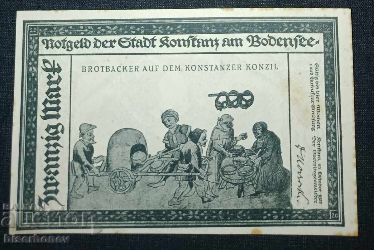 Germany, Германия, 20 марки Констанц ,1922 г, UNC-