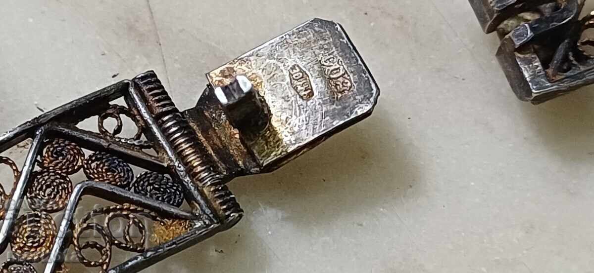 Доставка на старинна сребърна гривна филигран - Au:800/1000
