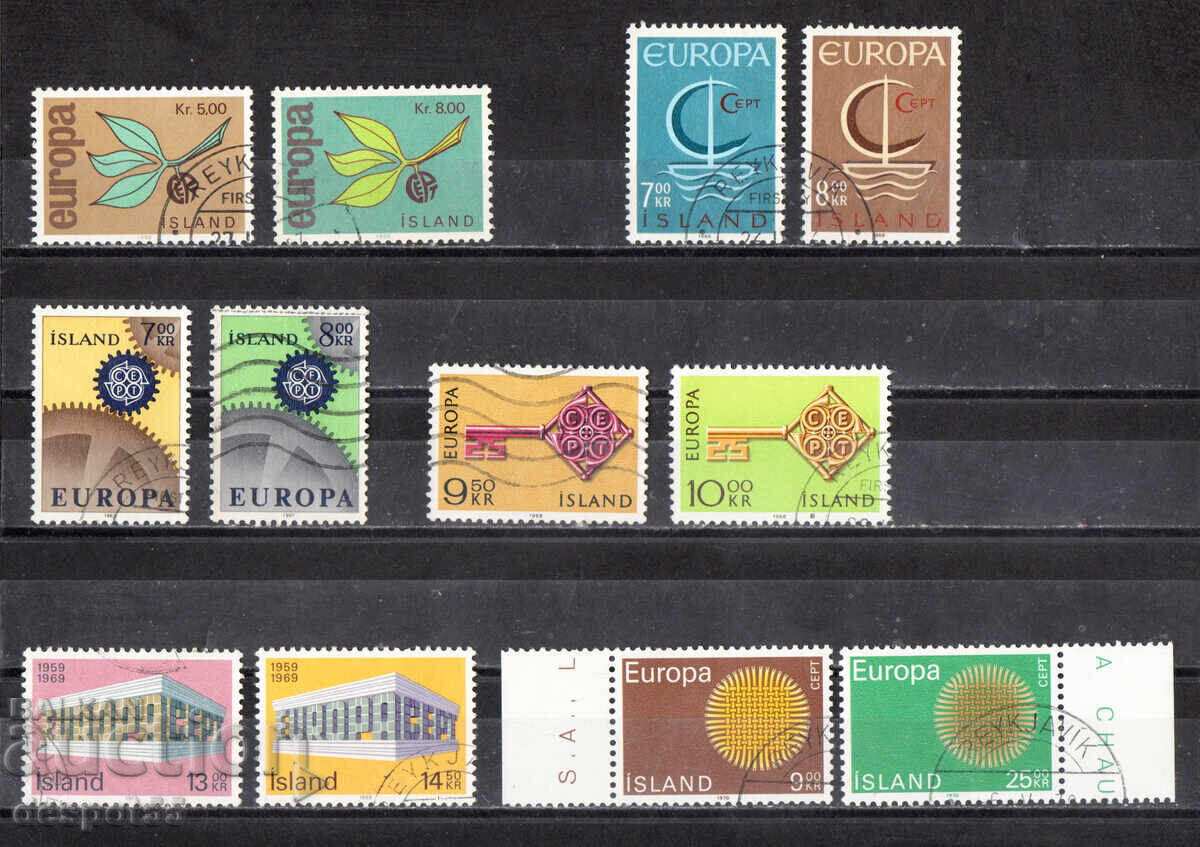 1965-70. Islanda. Tematică "Europa" - lot ștampilat 1965-70. Islanda. Tematică "Europa" - lot ștampilat