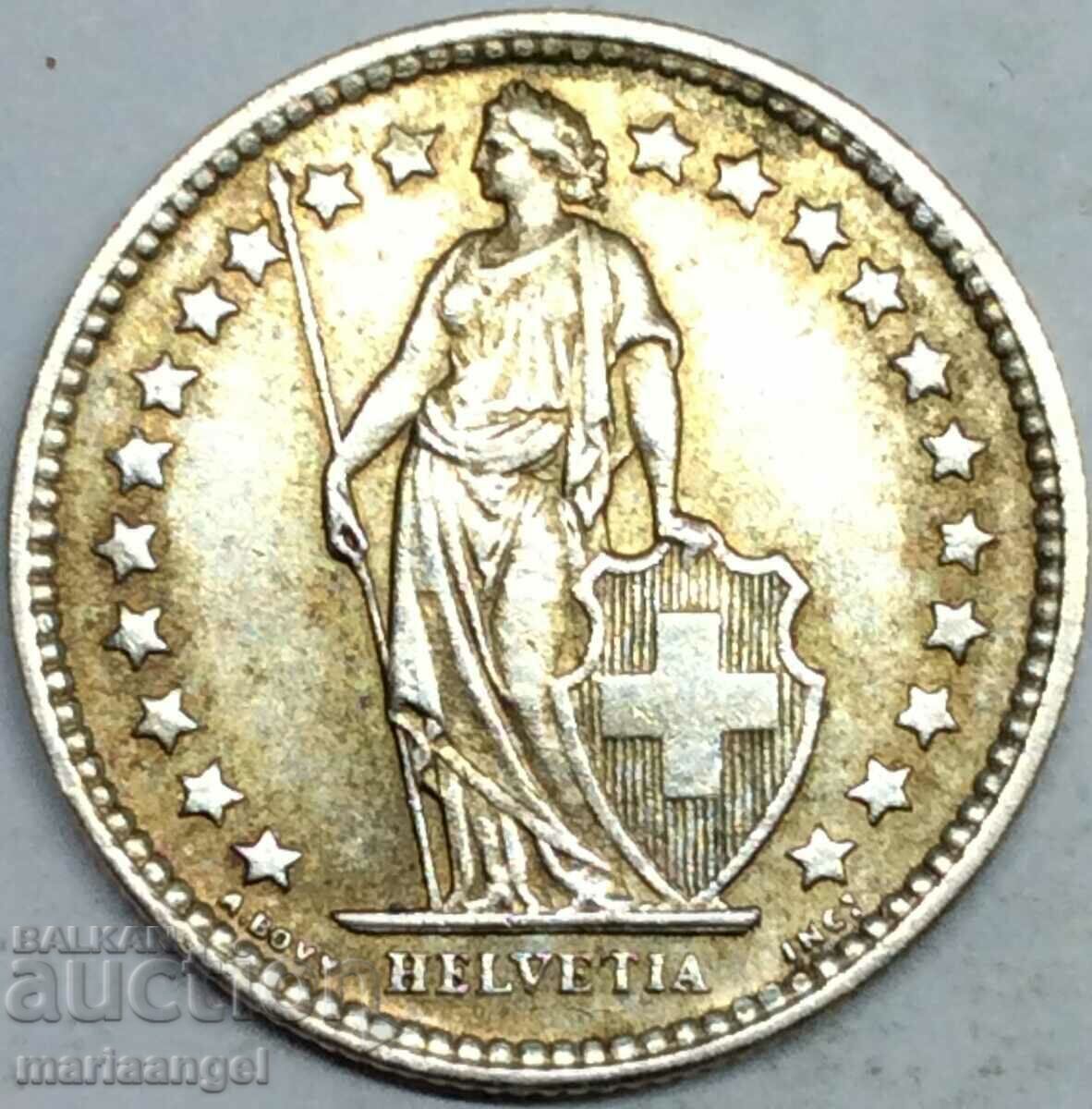 1/2 franc 1957 Elveția Helveția argint cu preț 11.00 BGN | € 5.62