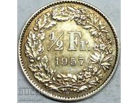 1/2 φράγκο 1957 Ελβετία Helvetia ασήμι