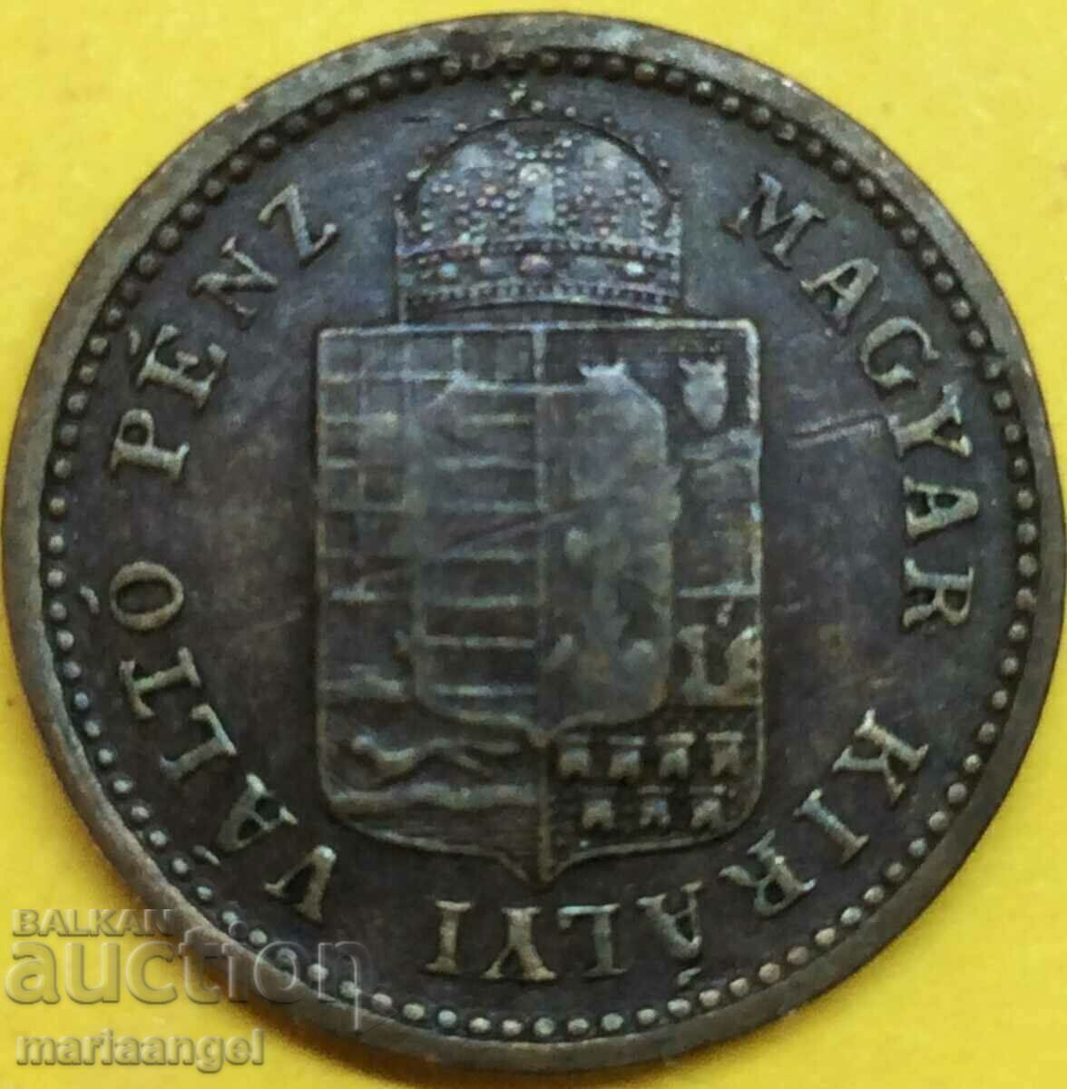 Hungary 1 Kreuzer 1888 KV - rare year with price 27.00 BGN | € 13.80