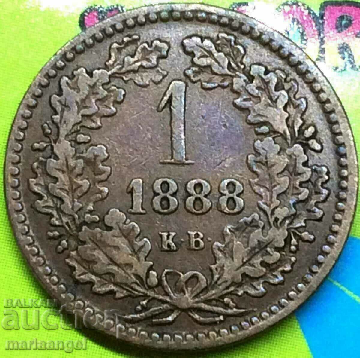 Hungary 1 Kreuzer 1888 KV - rare year - 6