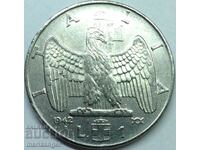 1 Λίρα 1942 Ιταλία Βίκτωρ Εμμανουήλ Γ' Φασιστικός Αετός