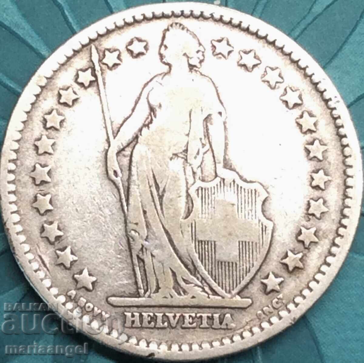 Аукцион Швейцария 2 Франка 1886 Хелвеция сребро