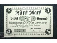 Germany, Germany, Sorau 5 Mark, 1918, UNC