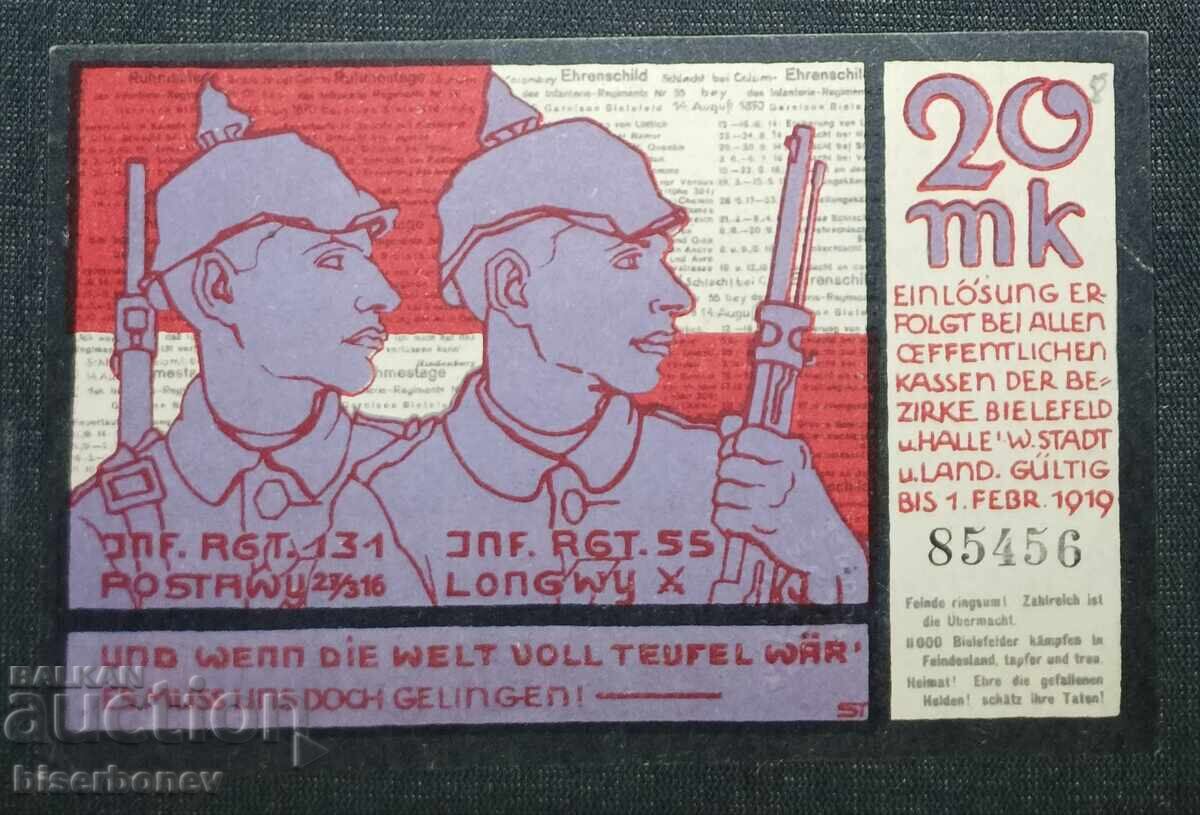 Germania, Bielefeld 20 mărci, 1918, aUNC