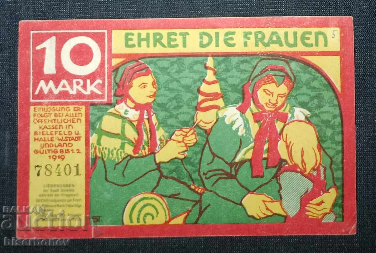 Germania, Bielefeld 10 mărci, 1918, aUNC