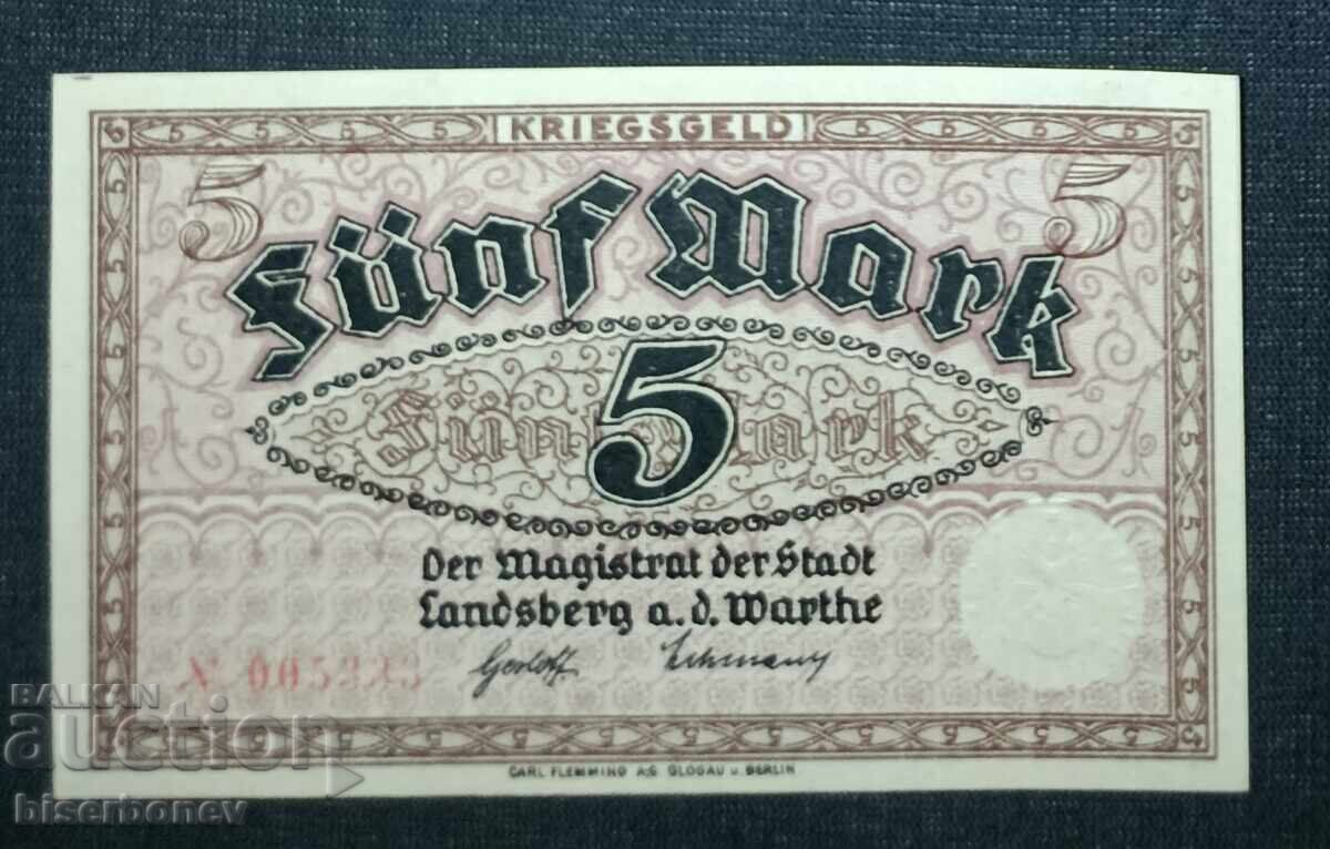 Germania, Germania, Landsberg 5 mărci, 1918, UNC