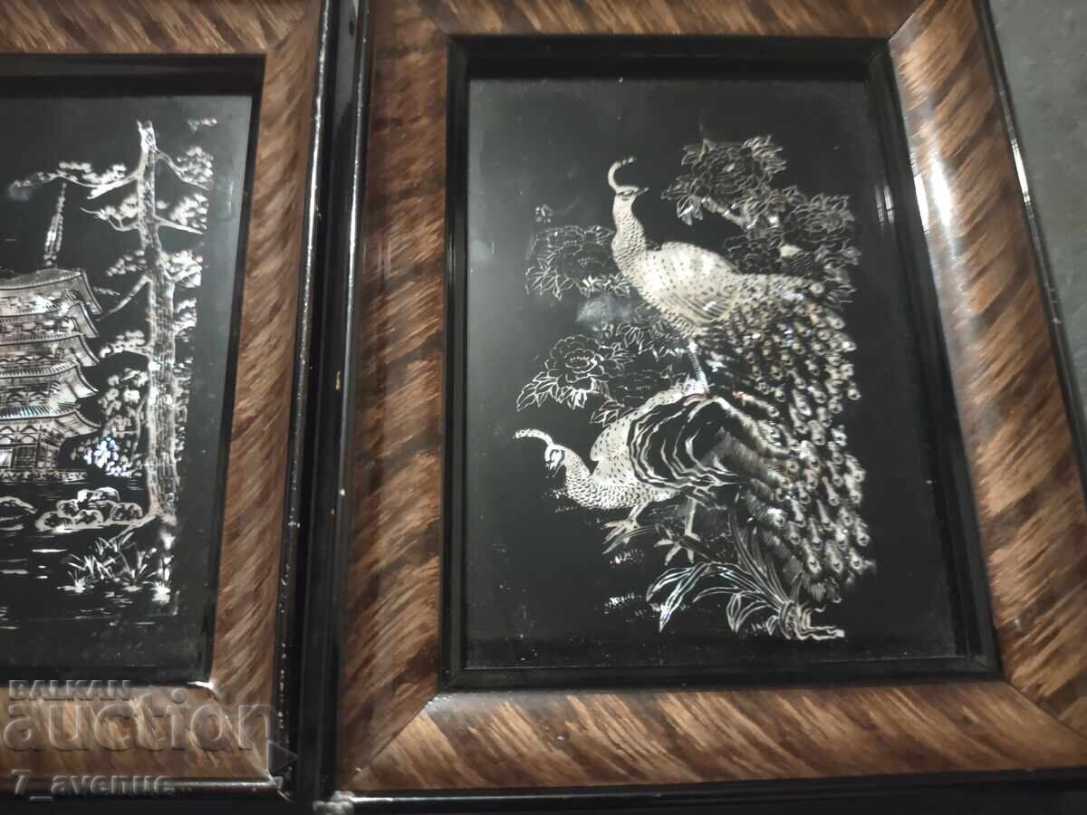 Auction Picture paintings two pieces decor mother-of-pearl, 8.11.25 Auction Picture paintings two pieces decor mother-of-pearl, 8.11.25