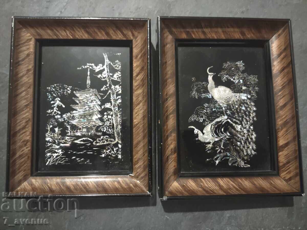 Picture paintings two pieces decor mother-of-pearl, 8.11.25 Picture paintings two pieces decor mother-of-pearl, 8.11.25