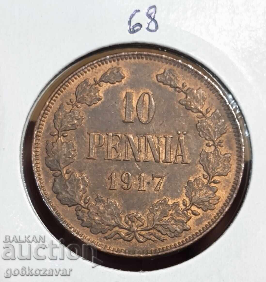Ρωσία (για Φινλανδία) 1917 - 10 πέννι κορυφαίο νόμισμα γυαλιστερό!