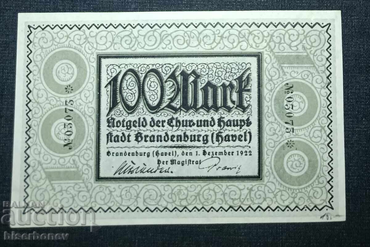 Germany, Brandenburg 100 Mark, 1922, UNC Germany, Brandenburg 100 Mark, 1922, UNC