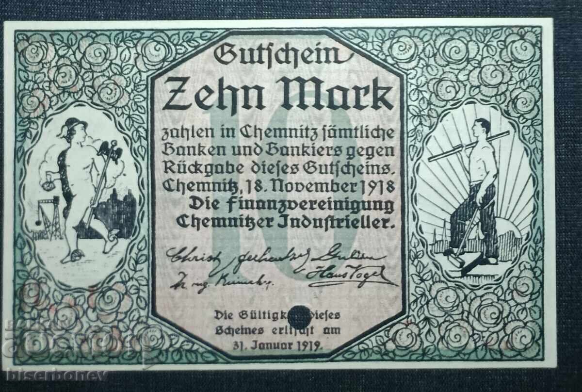 Germany, Chemnitz 10 Marks, 1918, UNC