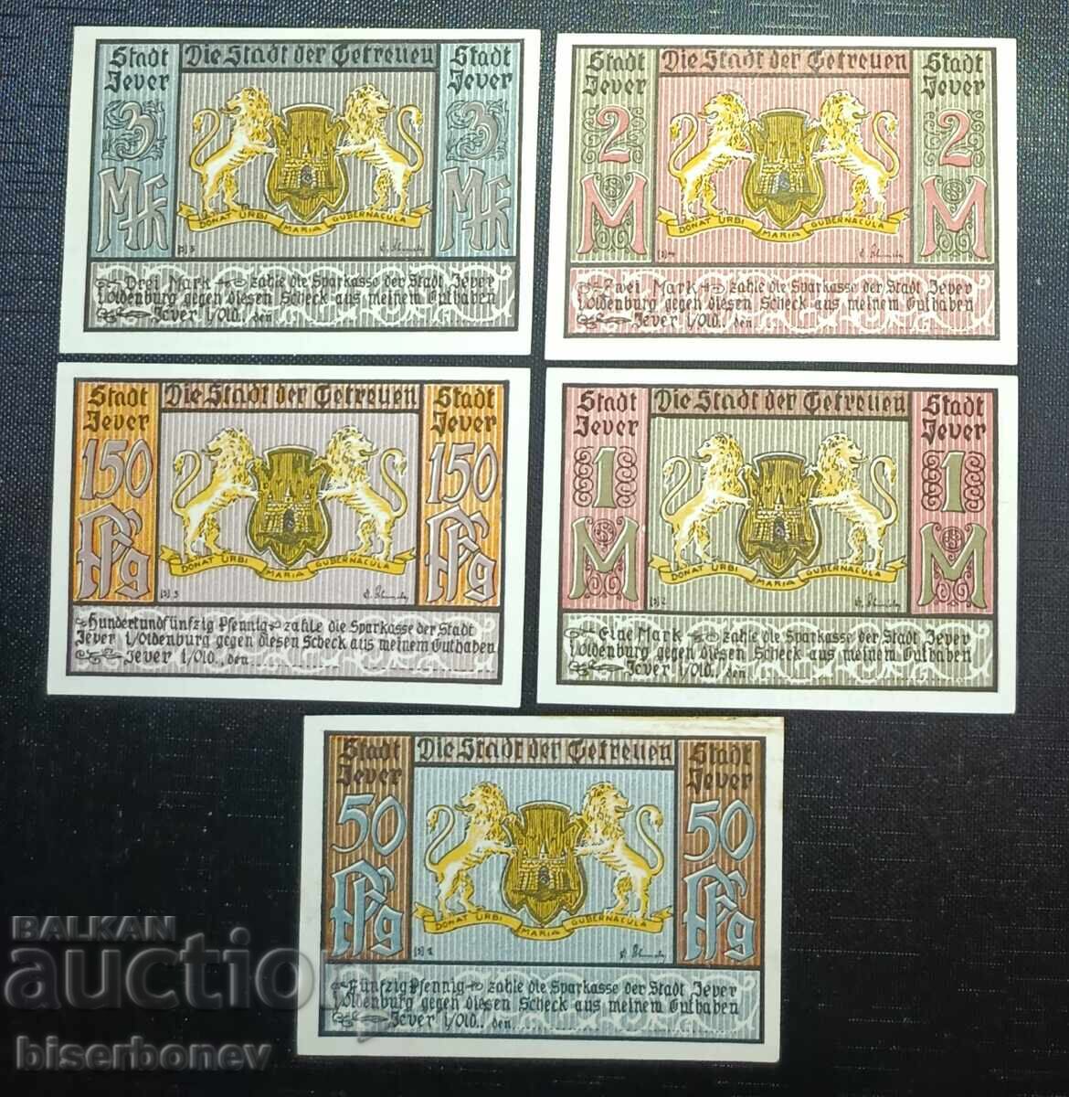 Germania, Germania, Jever - 0,⁵⁰, 1, 1⁵⁰, 2 și 3, mărci, UNC Germania, Germania, Jever - 0,⁵⁰, 1, 1⁵⁰, 2 și 3, mărci, UNC