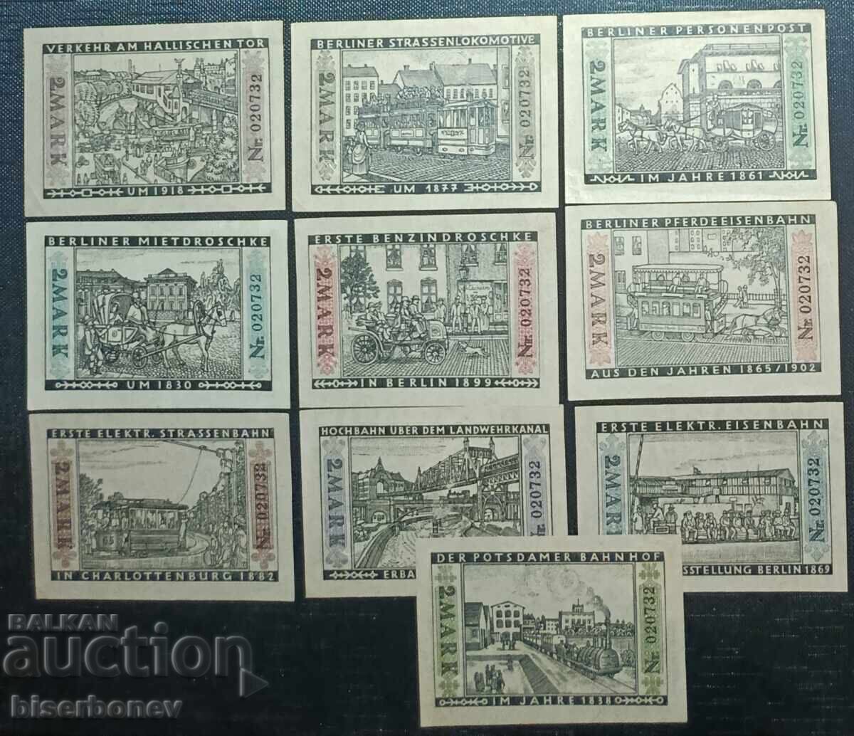 Germania, Germania, Berlin 10 x 2 mărci, 1922, aUNC/UNC cu preț 44.00 BGN | € 22.50