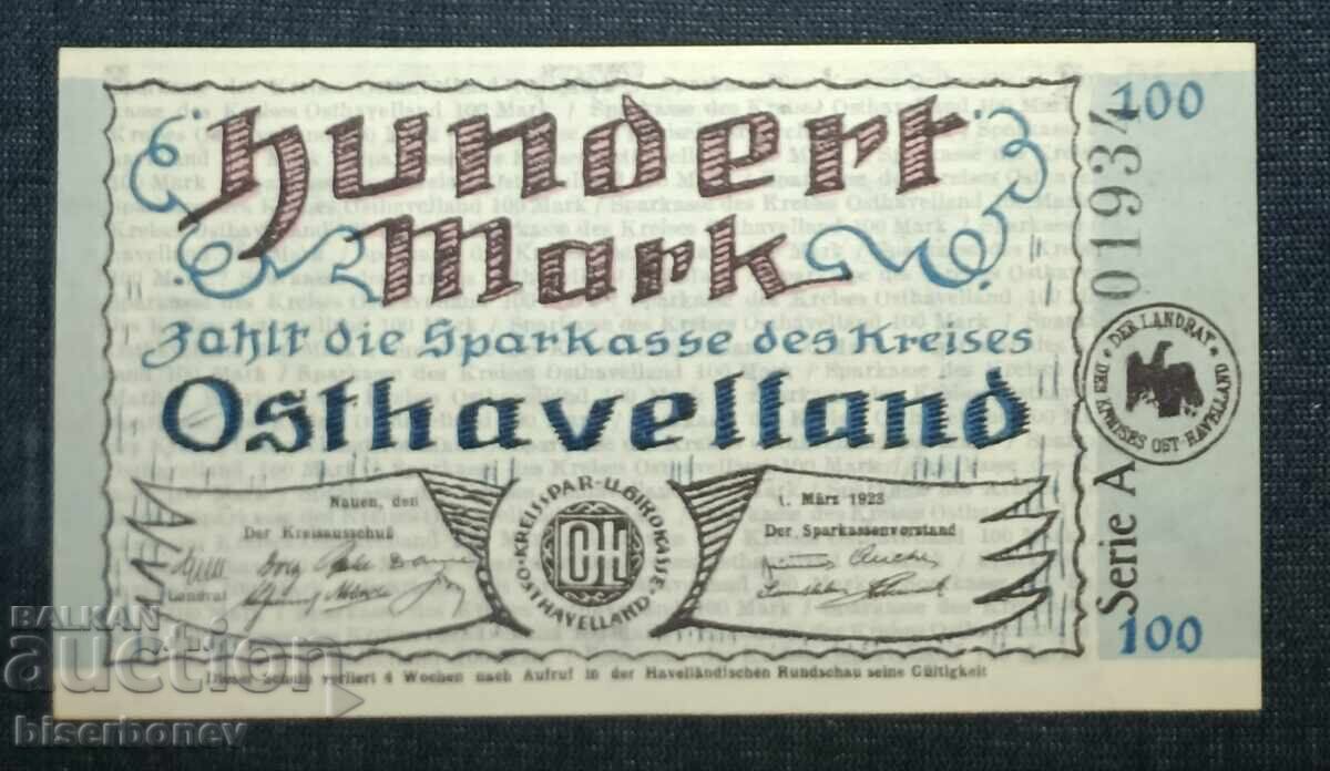 Germany, Германия, Остхавеланд 3 х 100  марки ,1922 г, UNC с цена 95.00 лв. | € 48.57