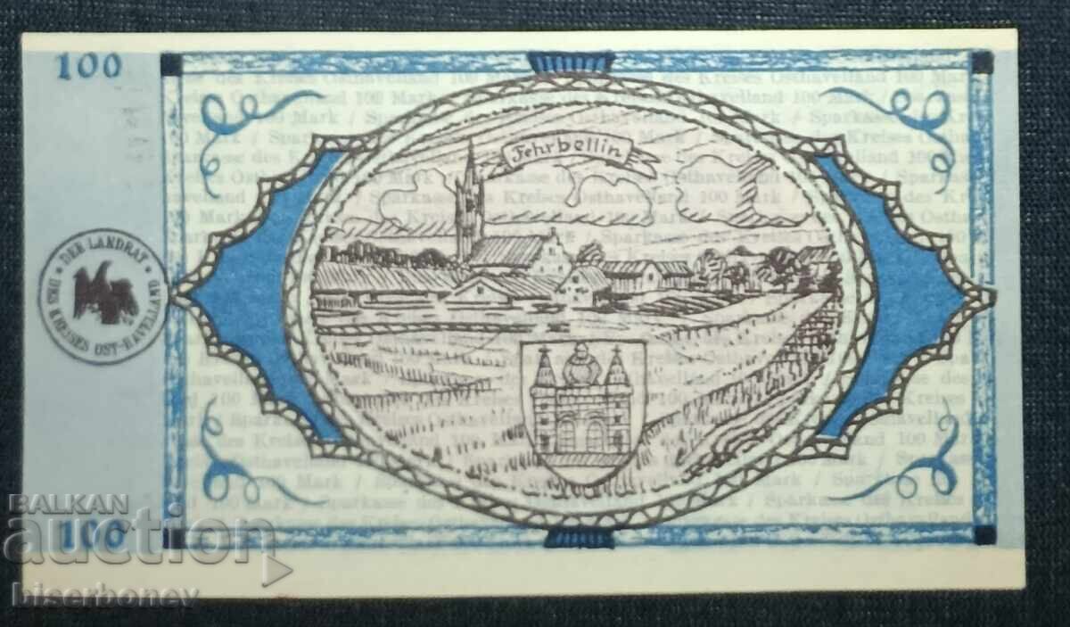 Germany, Германия, Остхавеланд 3 х 100  марки ,1922 г, UNC - 7