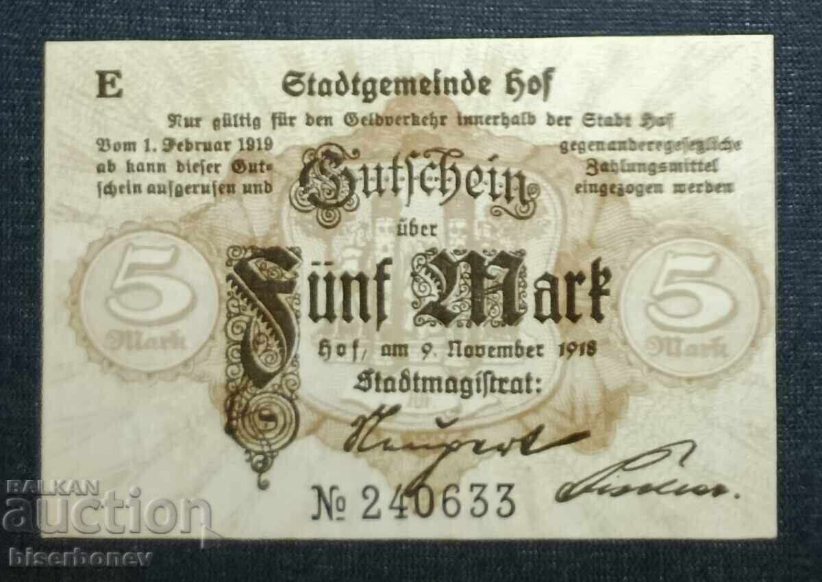 Germania, Germania, Hof 5 mărci, 1918, UNC