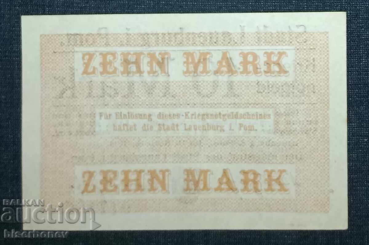 Germania, Germania, Lauenburg 10 mărci, 1918, UNC cu preț 11.00 BGN | € 5.62