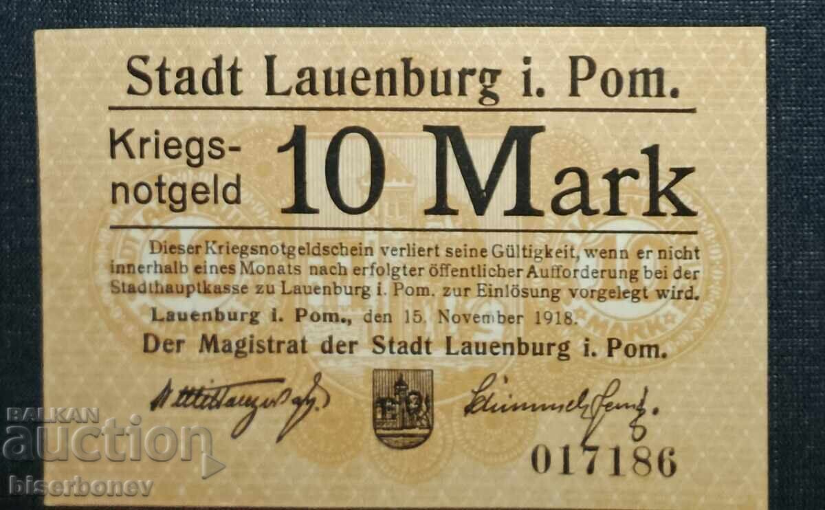 Germania, Germania, Lauenburg 10 mărci, 1918, UNC