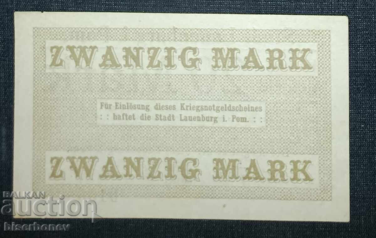 Germania, Germania, Lauenburg 20 mărci, 1918, UNC cu preț 11.00 BGN | € 5.62
