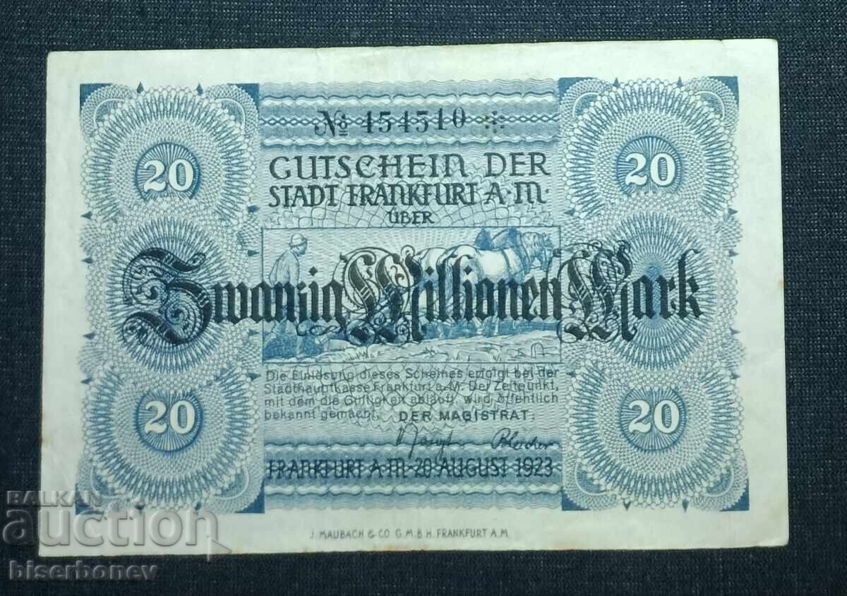 Germania, Germania, Frankfurt pe Main 20 mărci, 1918, VF/XF