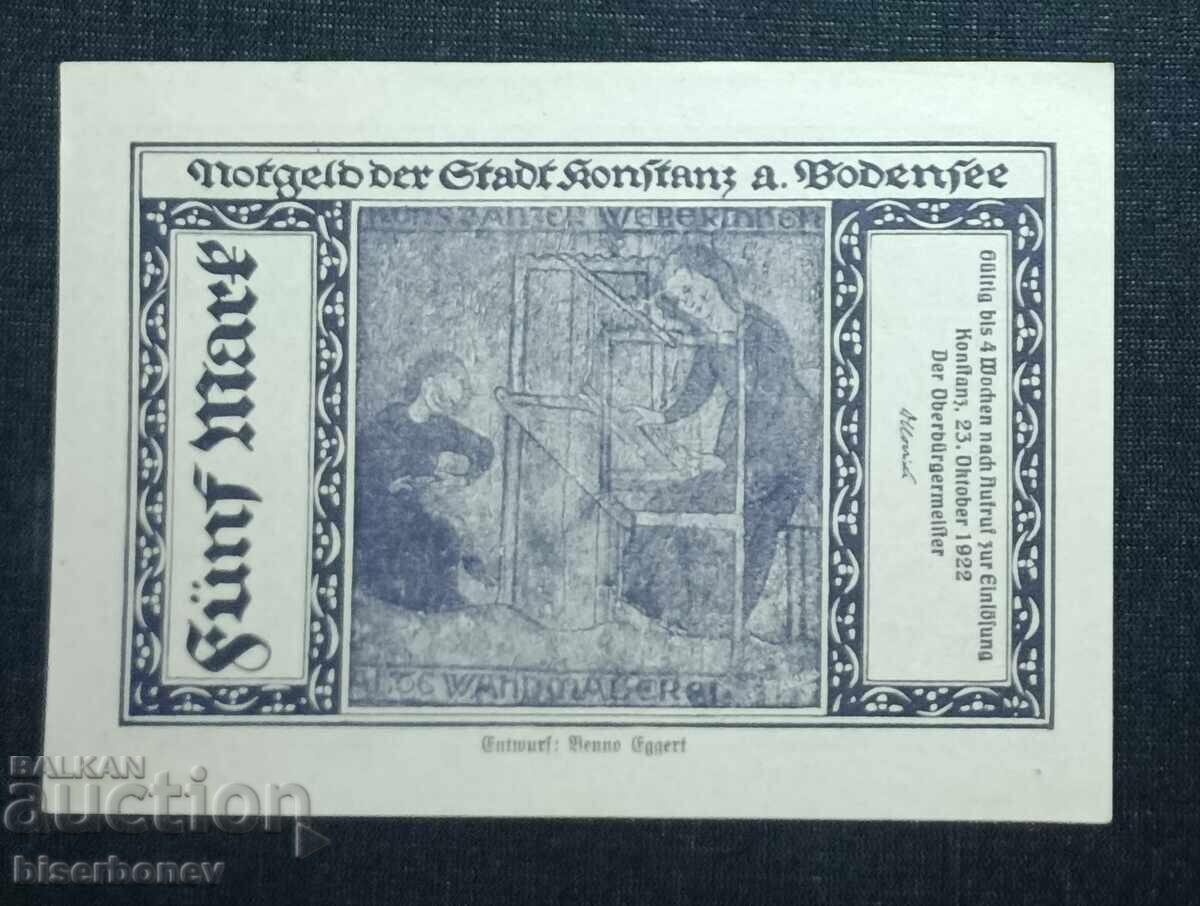 Germany, Germany, Constance 5 Mark, 1918, UNC