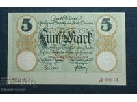 Germania, Germania, Dresda 5 mărci, 1918, UNC