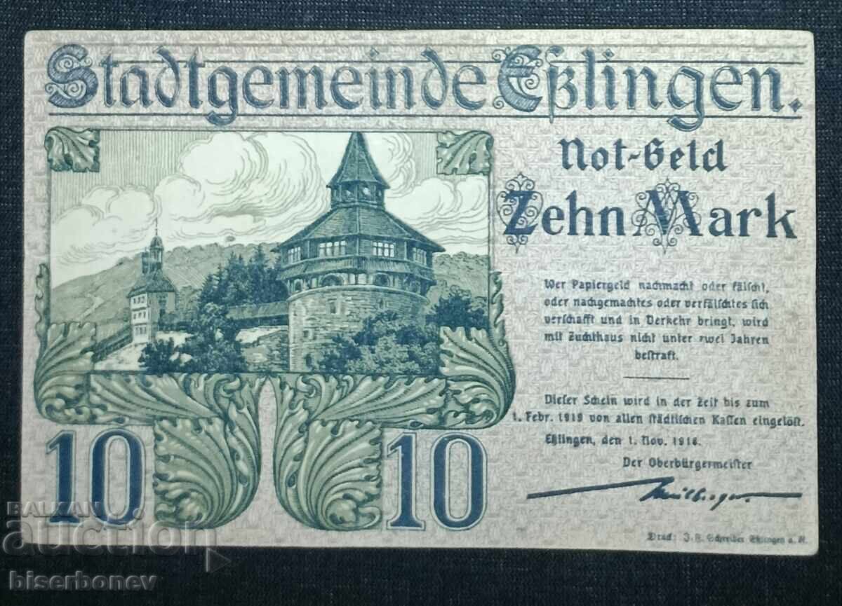 Germania, Germania, Villingen 10 mărci, 1918, VF