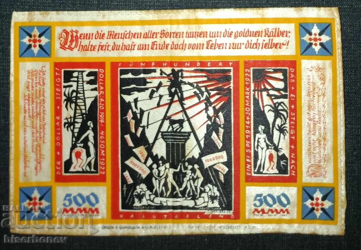 Germany, Германия, Билефелд 500 марки ,1922 г, XF с цена 62.00 лв. | € 31.70