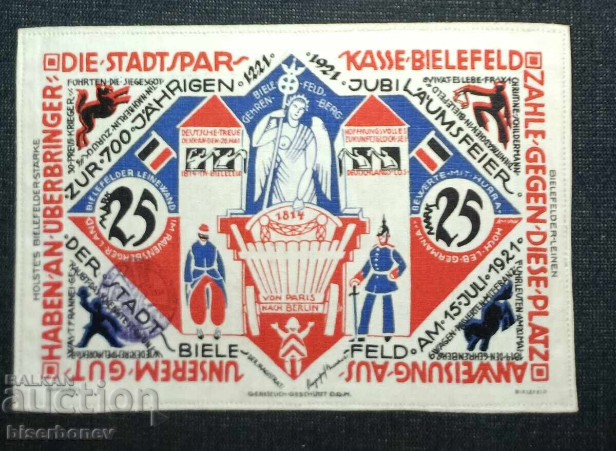 Germania, Bielefeld 25 mărci, 1922, aUNC cu preț 55.00 BGN | € 28.12