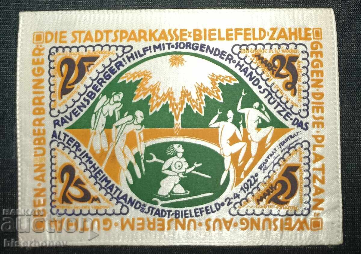 Germania, Bielefeld 25 mărci, 1921, aUNC cu preț 58.00 BGN | € 29.65