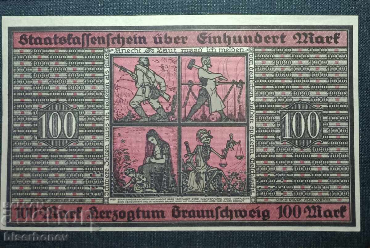 Germania, Braunschweig 100 mărci, 1918, aUNC++ cu preț 14.00 BGN | € 7.16