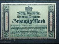 Γερμανία, Γερμανία, Braunschweig 20 μάρκα, 1918, aUNC++