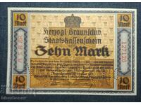 Germany, Германия, Брауншвайг 10  марки ,1918 г, аUNC++