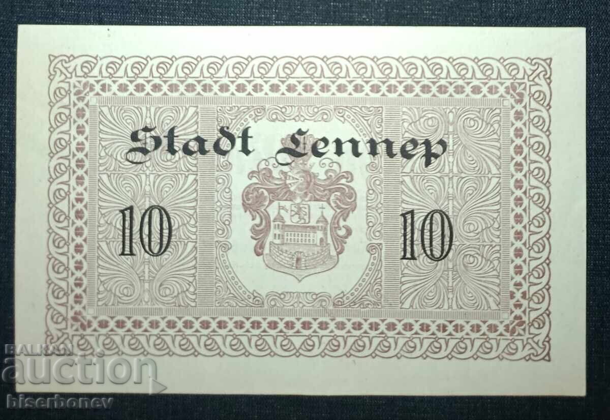 Germania, Germania, Lennep 10 mărci, 1918, aUNC++ cu preț 11.00 BGN | € 5.62
