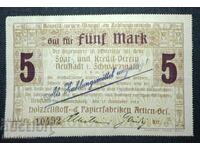 Germania, Germania, Neustadt Schwarzwald 5 mărci, 1918, XF