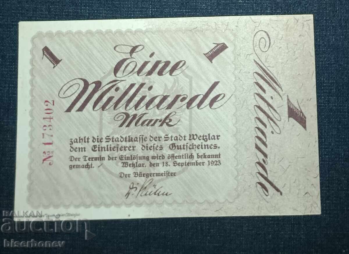 Γερμανία, Γερμανία, Βέτσλαρ 1 δισεκατομμύριο μάρκα, 1923, UNC-1