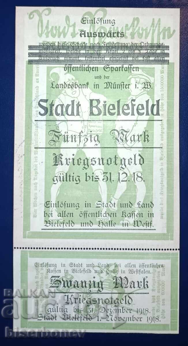 Germany, Bielefeld 70 Mark, 1918, UNC with price € 37.00 | 72.37 BGN Germany, Bielefeld 70 Mark, 1918, UNC with price € 37.00 | 72.37 BGN