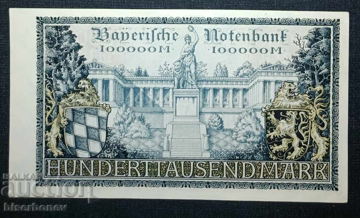 Germania, Germania, München, 100 000 mărci, 1923, aUNC/UNC-1 cu preț 29.00 BGN | € 14.83