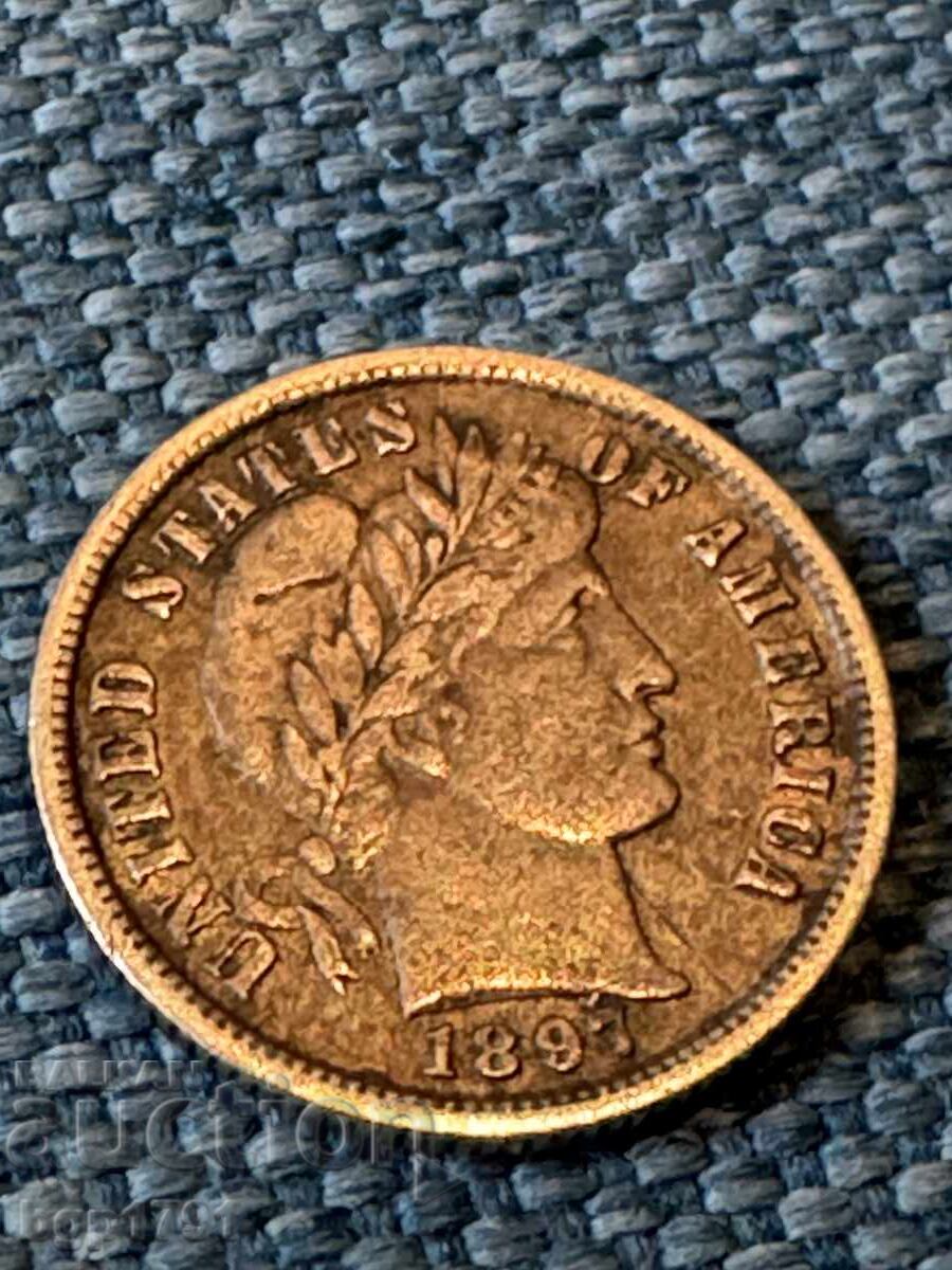 Δημοπρασία 1 δαίμ 1897 ΗΠΑ ασήμι