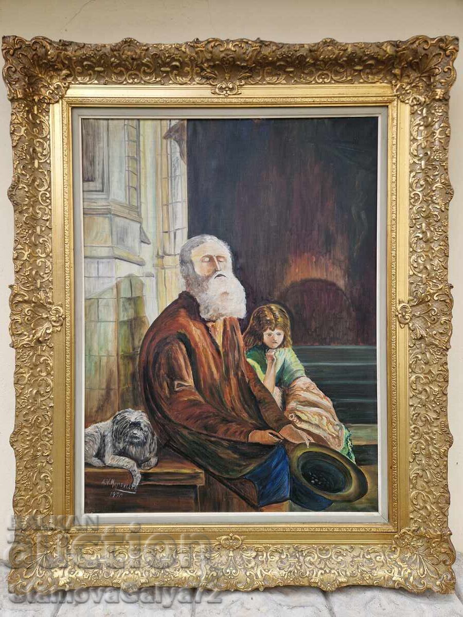 Аукцион Уникална антикварна белгийска авторска картина масло върху п