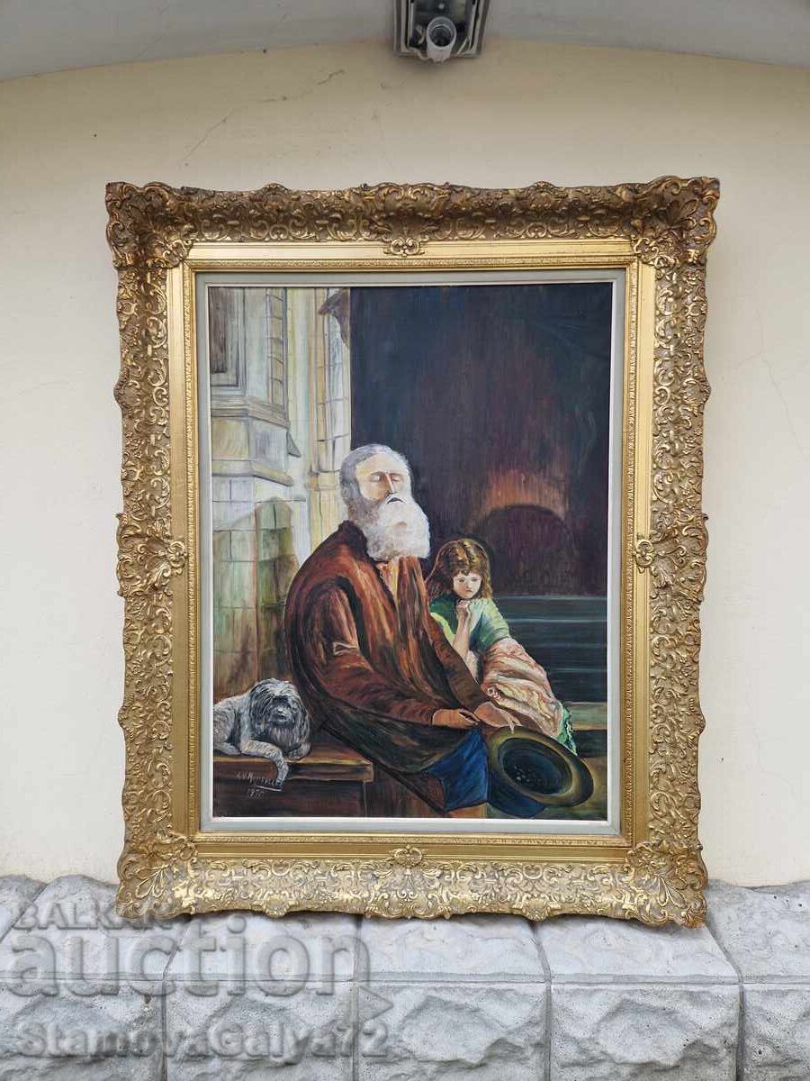 Уникална антикварна белгийска авторска картина масло върху п